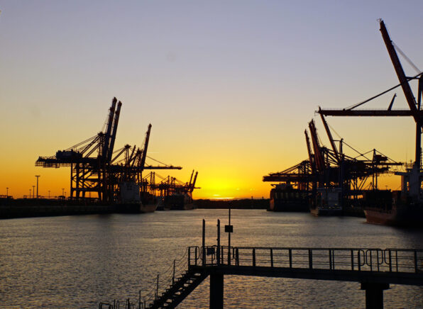 container terminal in the harbor of hamburg in germanycontainer terminal